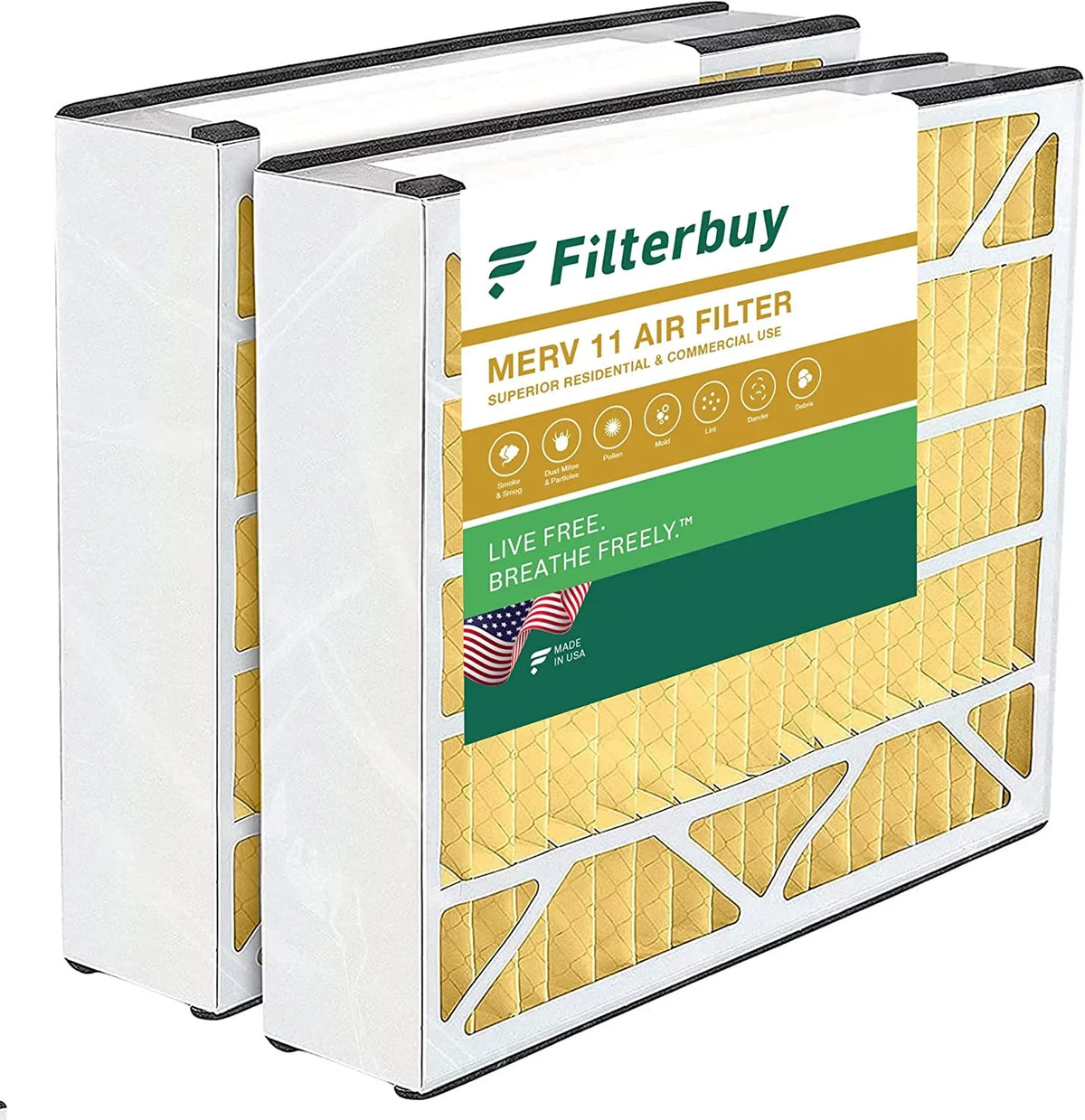 Filters (2-Pack) Filterbuy Air Air AC Bear for HVAC MERV 255649-105 Furnace Pleated 16x25x5 11 Trion