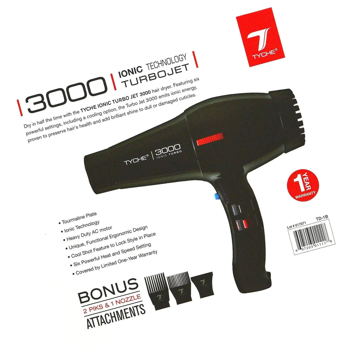 Professional Year Black Ions, (1 Radiation 3000 Air Distribution Tech Heat Warranty) Shine Dryer Power Tyche Negative Fast Hair Ionic & Infrared Ceramic Dries Turbo Hair Hair Electromagnetic