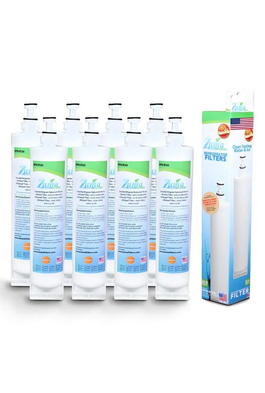 Pack , Compatible - Made Model , # Brand - and Ice 4396508 Filter U.S.A. OPFW-RF300 with 8 ZUMA , in liquid Whirlpool®