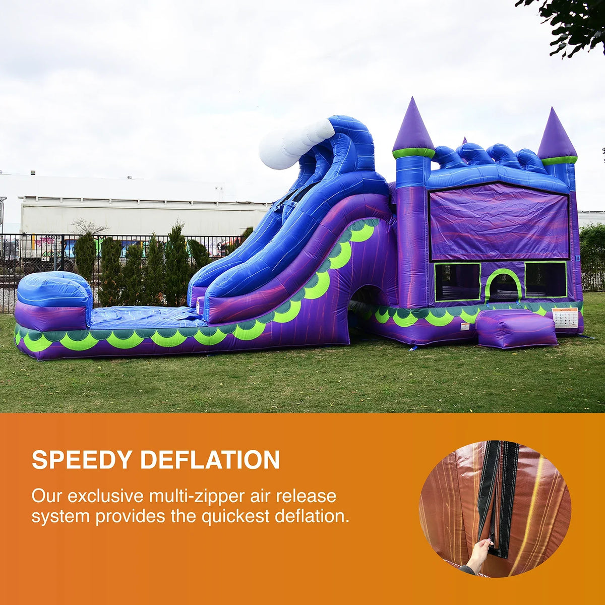 Slide Inflatable House for JumpOrange Mermaid and Bounce Pool Adults Titan Grade and exterior with Commercial with Lane Kids Blower Dual