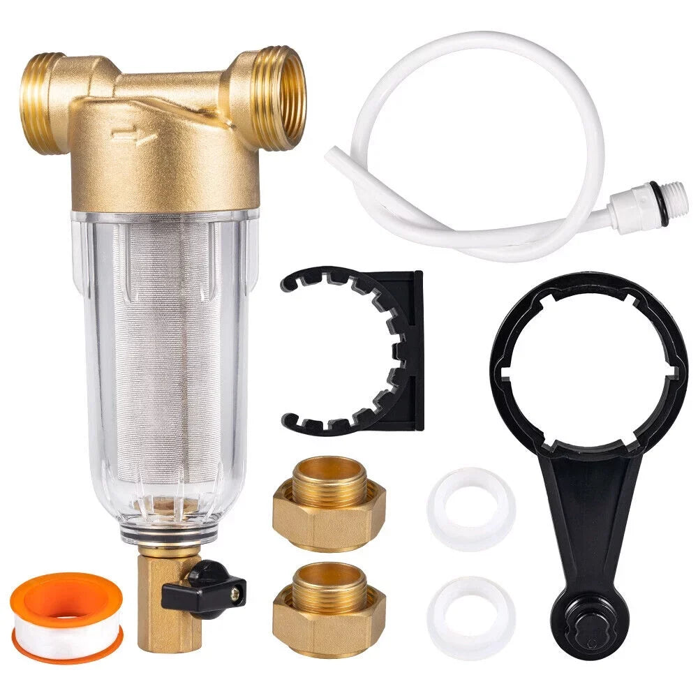 Jahy2Tech Filter Plumbing Pre-Filter Reusable Whole House 50 liquid Sediment Microns