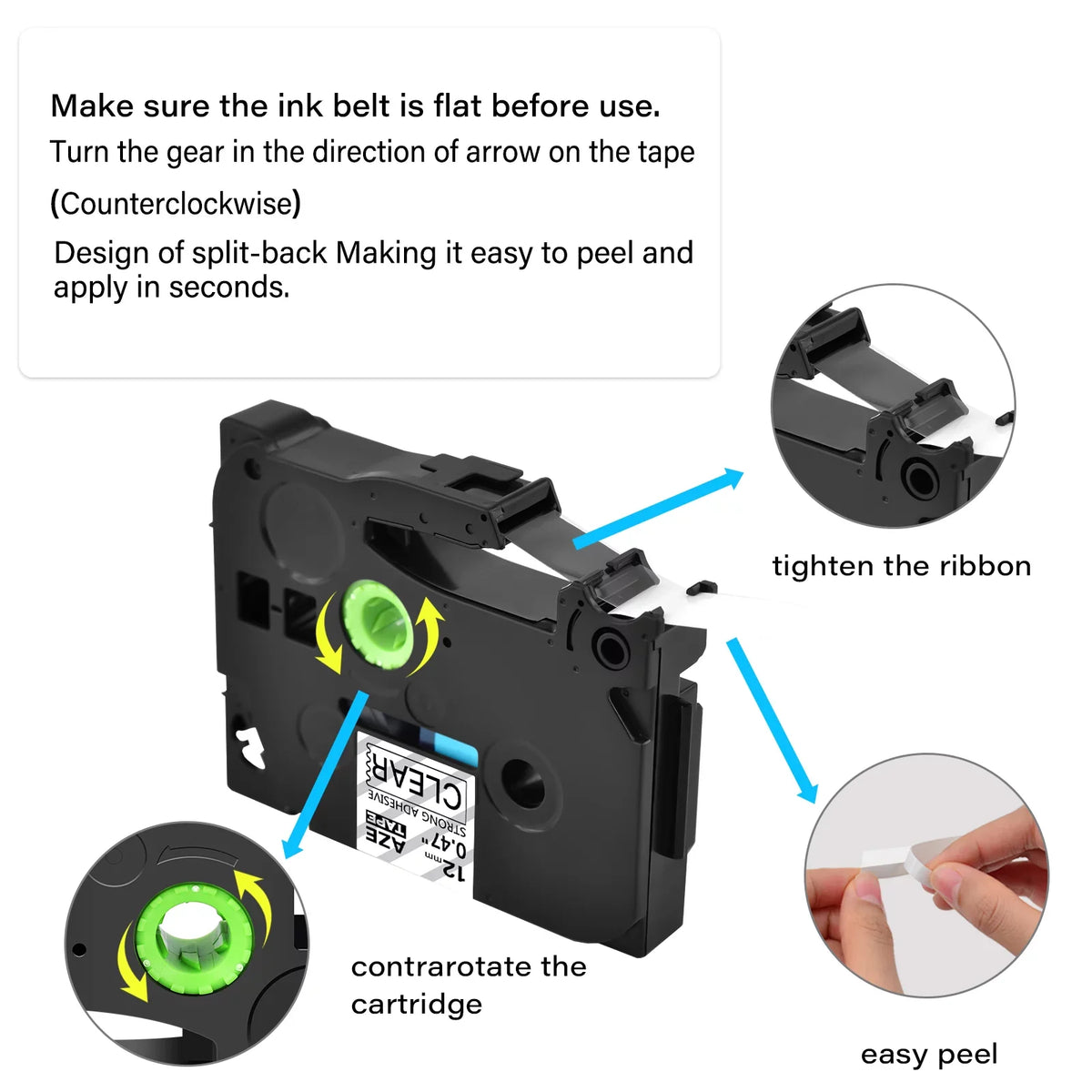 Tape TZe Label TZe-S131 Extra TZe-131 TZ TZ-131 on TZ-S131 Clear Strength Brother Compatible GREENCYCLE for P-touch 12mm Laminated Black 40PK