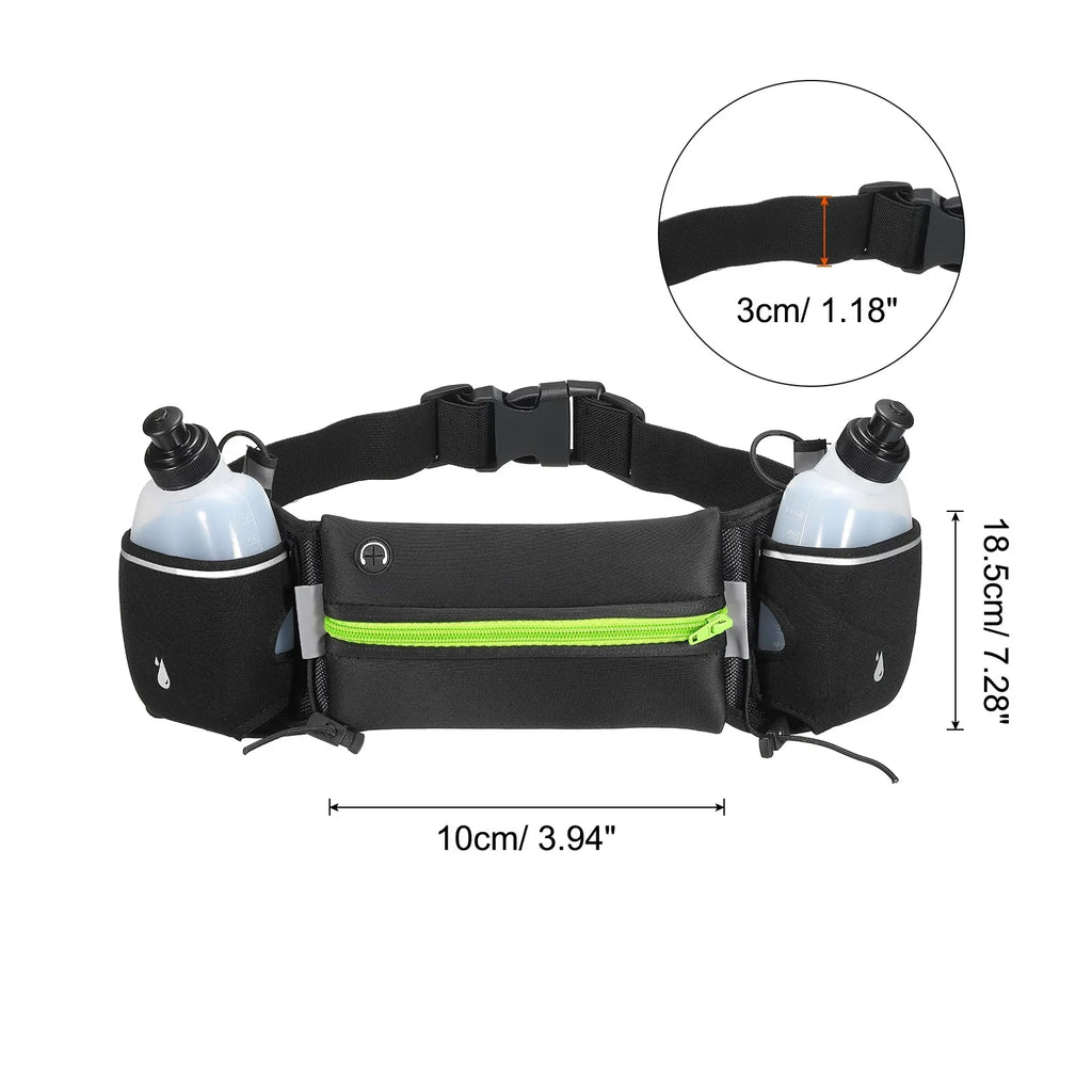 Uxcell liquid Belt, Running with Bottles, Belt Running Pack Green Pouch Waist Hydration