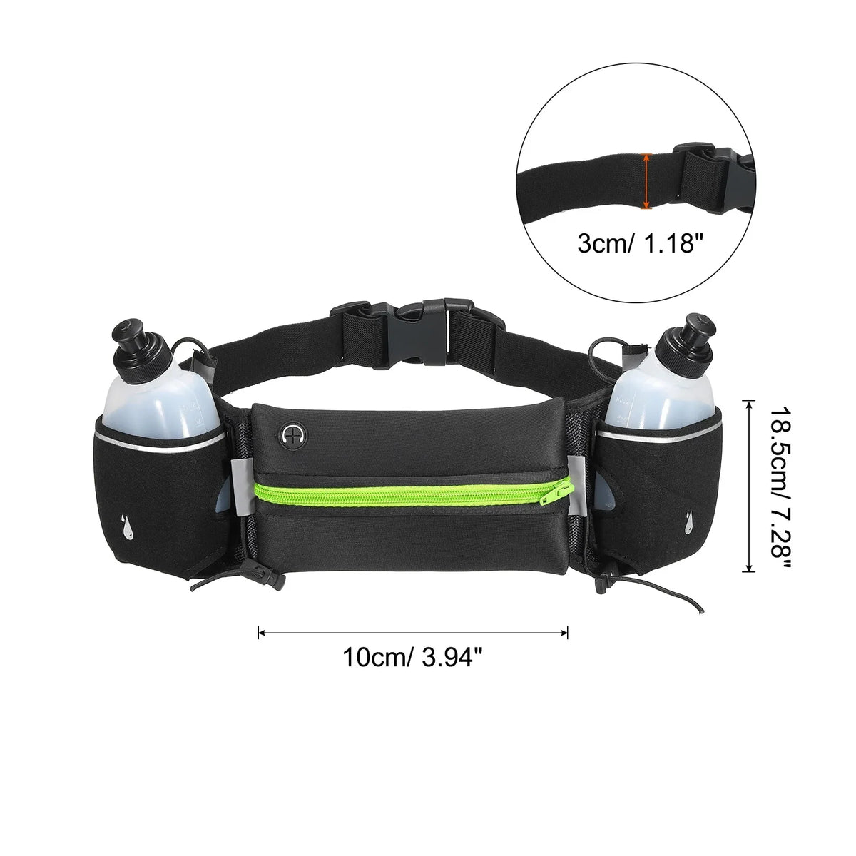 Uxcell liquid Belt, Running with Bottles, Belt Running Pack Green Pouch Waist Hydration