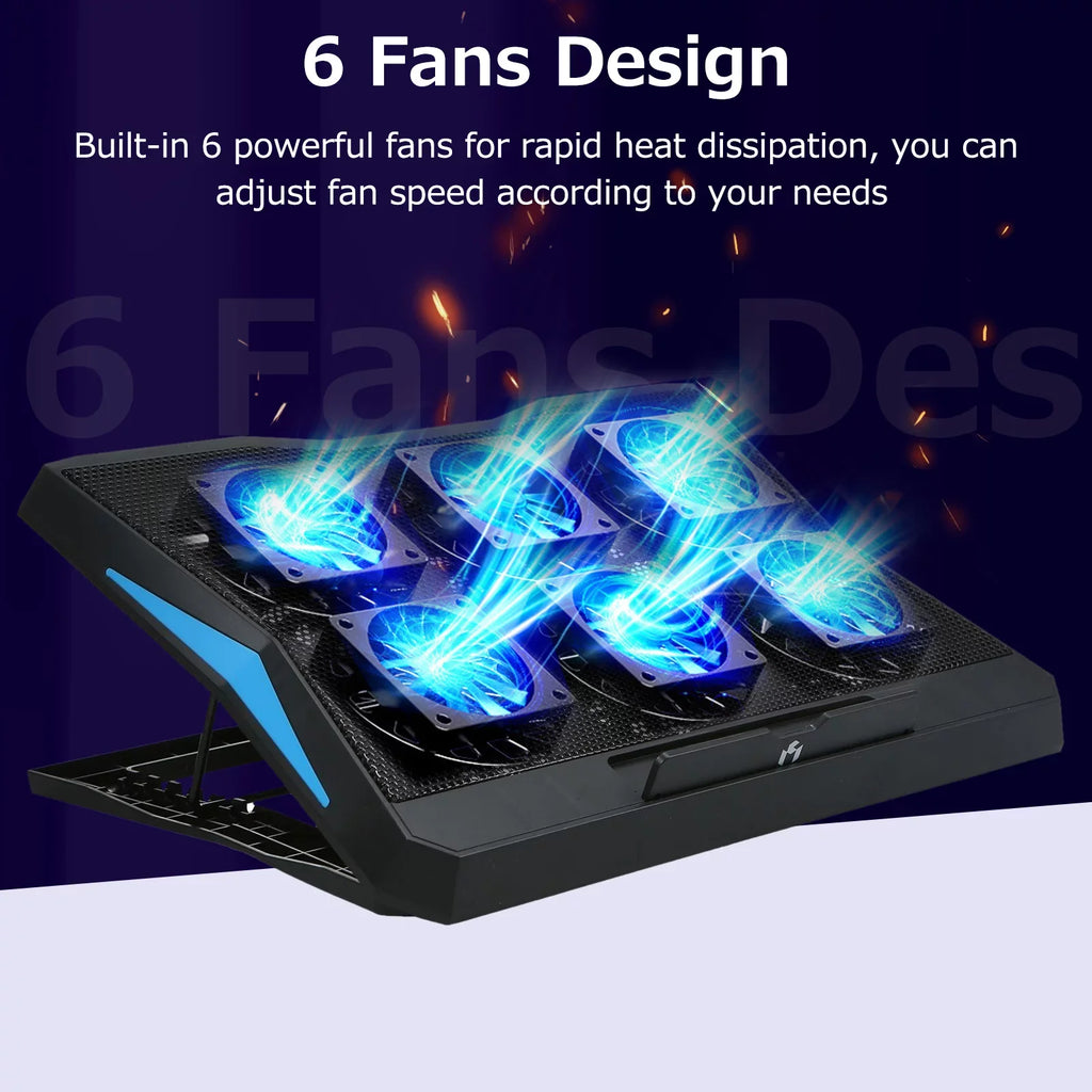 6 Cooling Foldable Adjustable Stand Low Height with Noise Operation and Fans, Laptop