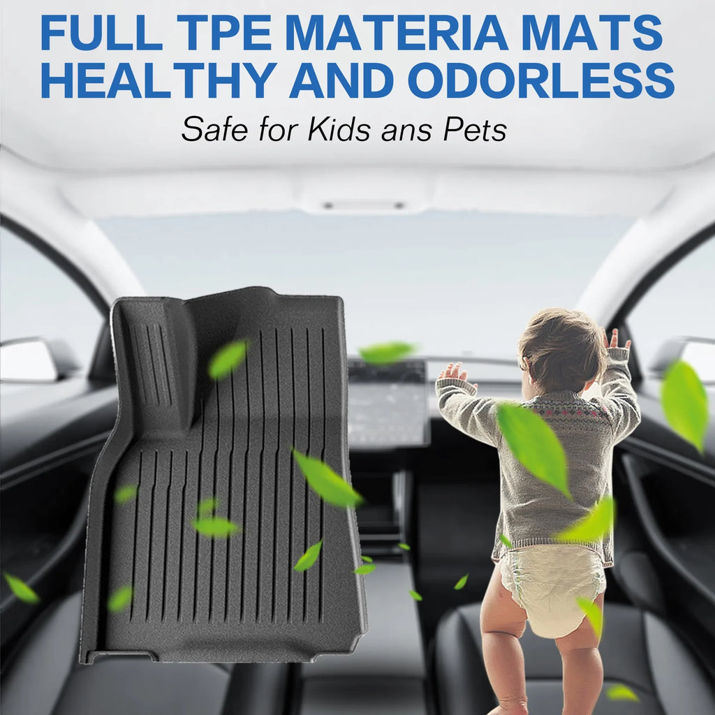 Waterproof for Model for Trunk All Mats Y Mats Cargo 5-Seater, Anti-Slip & Floor Tesla TPE Custom Set 2021-2023 climate Mats 6 of Rear Fit Tesla Liners WEIZE Front Set Accessories, 2024,