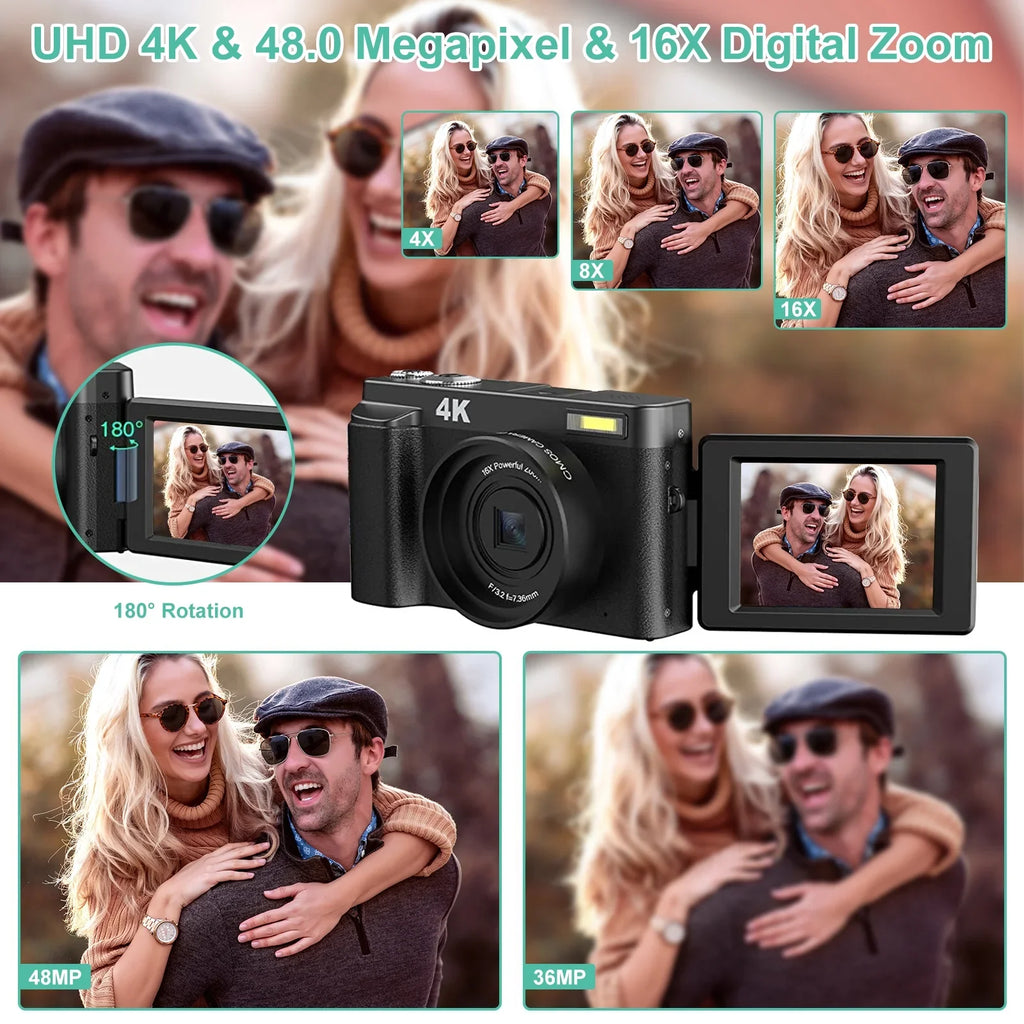 for Photography Cameras YouTube Autofocus Video Digital for 4K Camera Card Digital 32GB 16X 48MP with Camera Zoom Vlogging