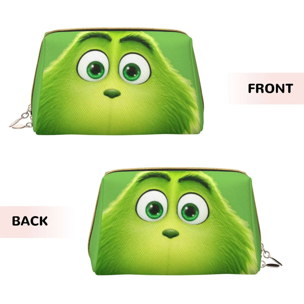 Storage Leather Travel Toiletry Grinch Green Pouch Organizer Bag Portable Cosmetic Gift Bag Makeup Purse