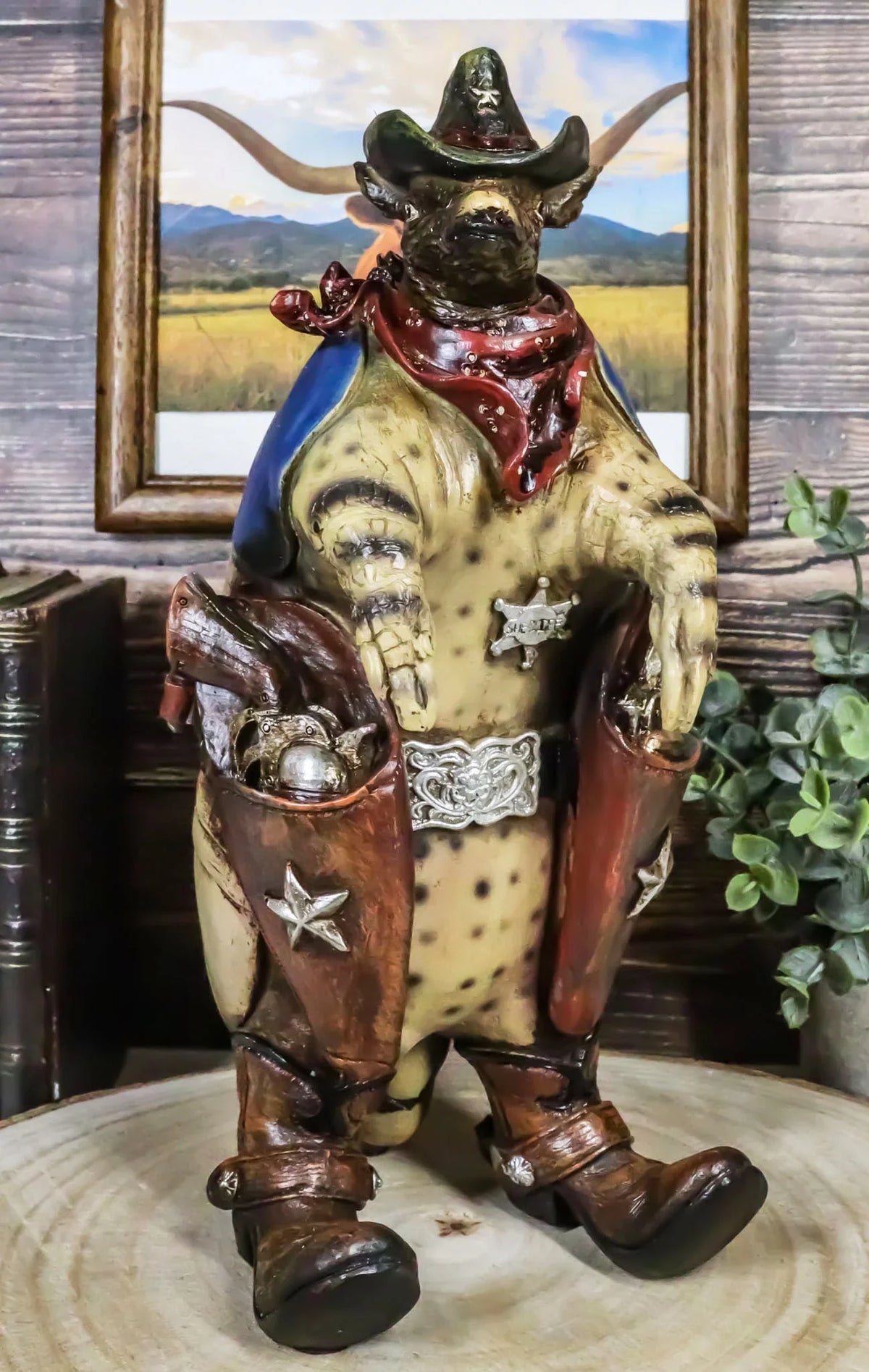 Boots Western Cowboy Rustic Guns Figurine And Sherriff Texas Big Texan Armadillo