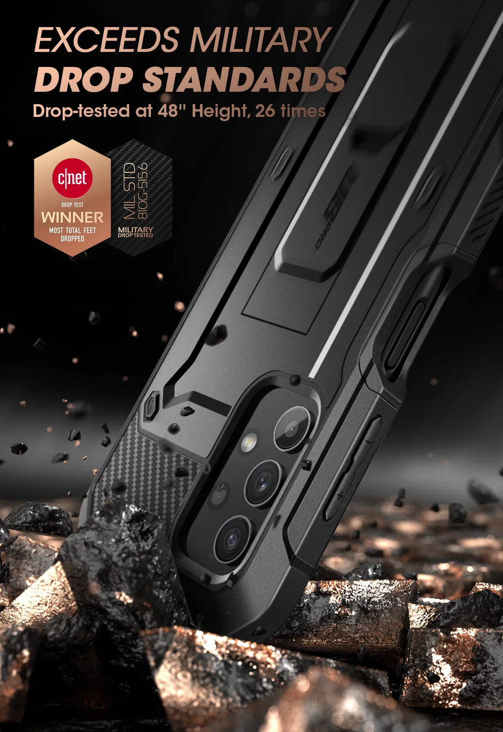 Version], with & Fit Pro (Black) Case Protector Case for SUPCASE [Not Kickstand Series Galaxy Full-Body Rugged Designed Beetle Holster Screen 5G Built-in Unicorn A32 4G