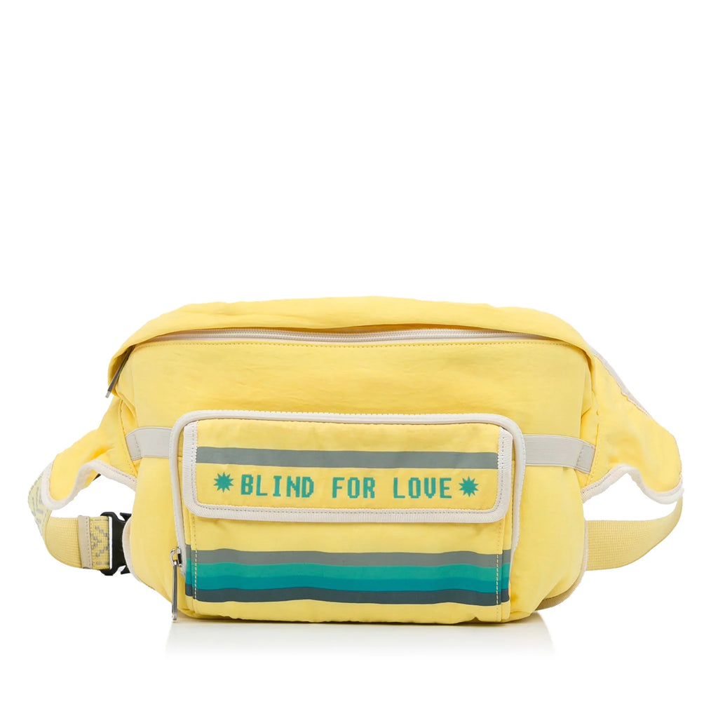 Yellow Belt (New Bag Defects) Unisex For Pre-Owned Love Fabric Authenticated with Nylon Blind