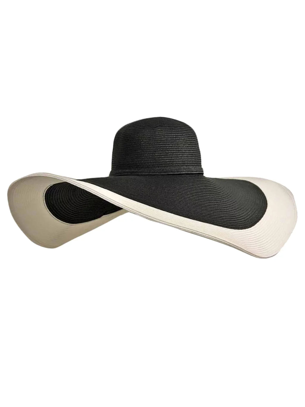 & With White Floppy Wide Brim Black Hat