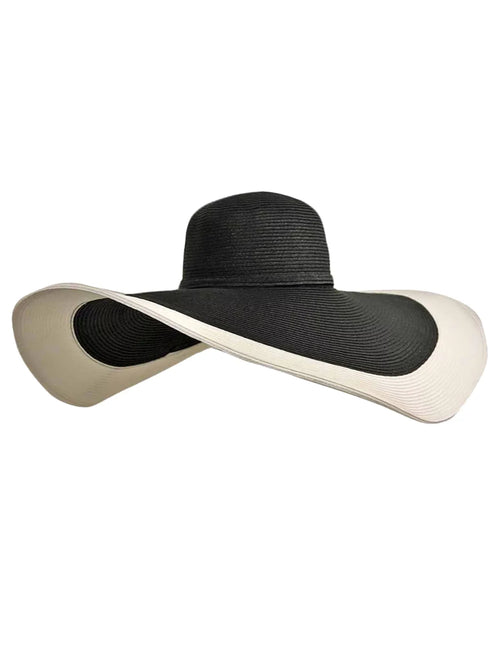 & With White Floppy Wide Brim Black Hat