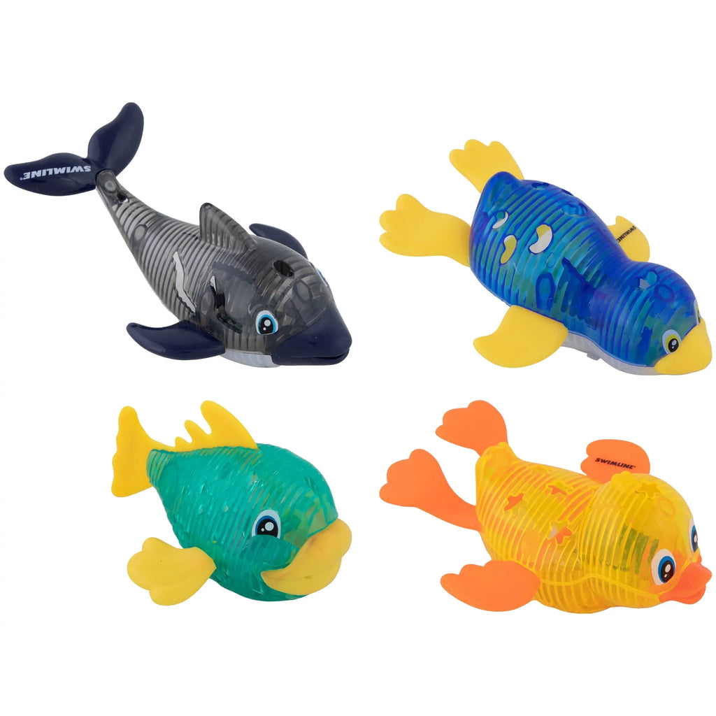 Animal Bath & Flashing Sea Catch Game Learn Retrieval Tub Multi For Fish Dive Pool For LED Underwater Pals Swimming Light-Up Practice The Kids Color Diving Glowing 4-Pack Fun Toys SWIMLINE ORIGINAL