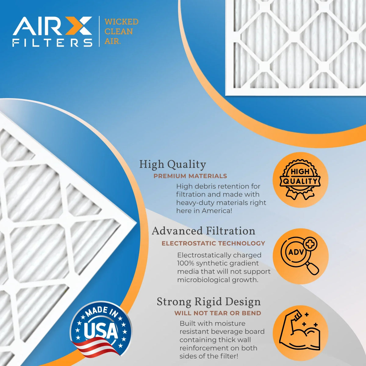 Rating, 12 & - by to CLEAN 9 Pack Comparable in MPR AIR. USA of FILTERS Made Filters WICKED Air Filter FPR 12x12x1 Furnace 13 AIRX 1500 - MERV 2200