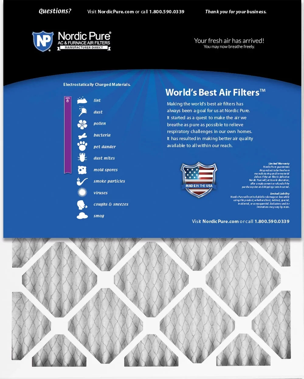 16x20x1 MERV 6 8 Air (15_1/2x19_1/2) Filters Pleated Pack