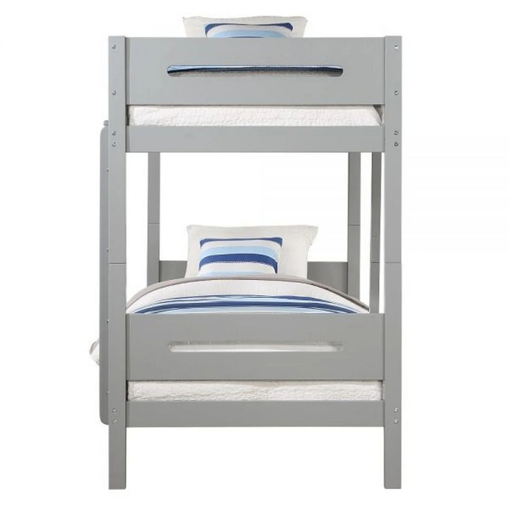 Bunk BenJara with Twin Ladder, Facing Pine Wood, Front White Solid Finish Bed Asin
