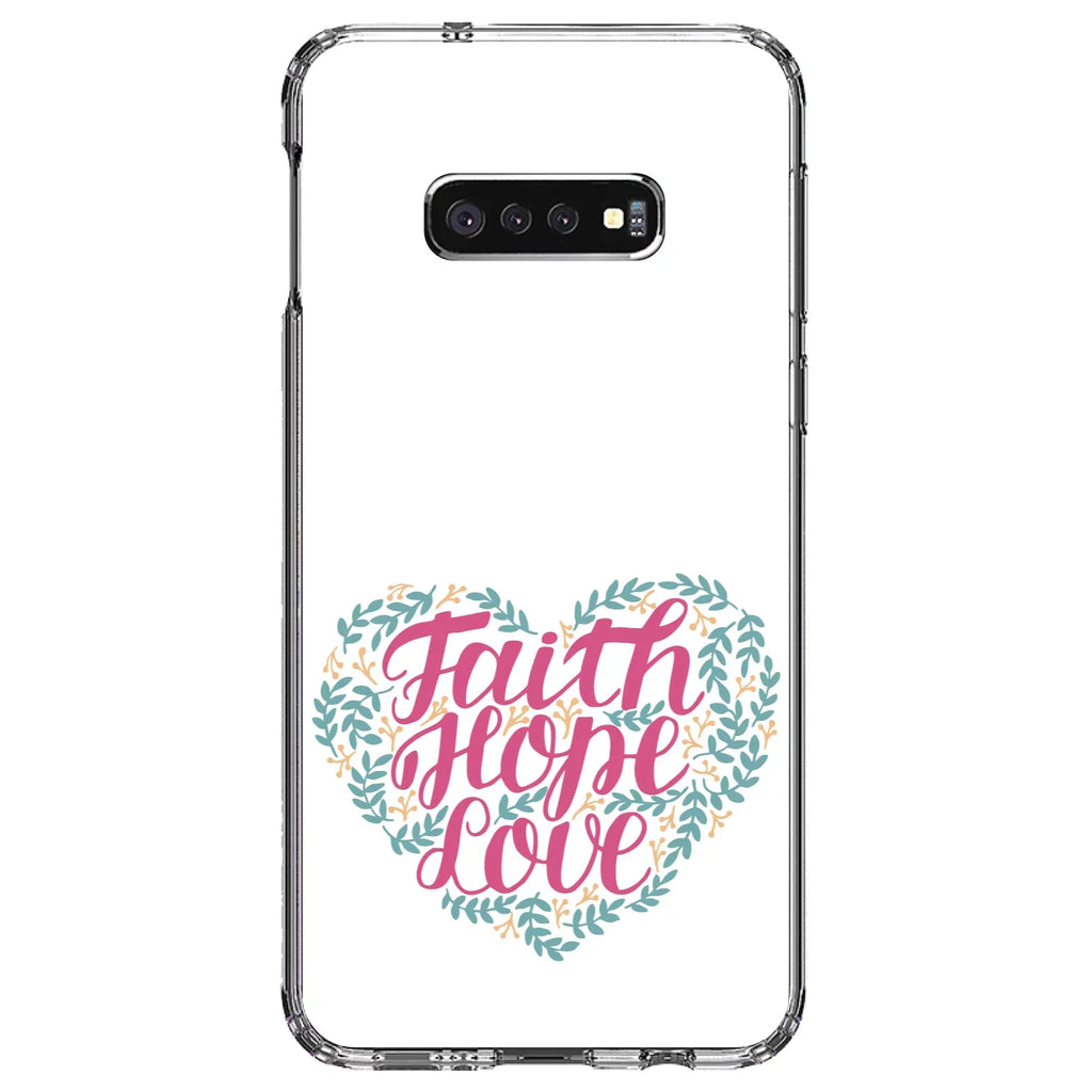 (5.8" Love Case Tempered Faith TPU Protector DistinctInk / Clear - Acrylic / S10e Glass Hybrid Hope Shockproof for Screen Bumper, Galaxy - - Screen) Floral Back,