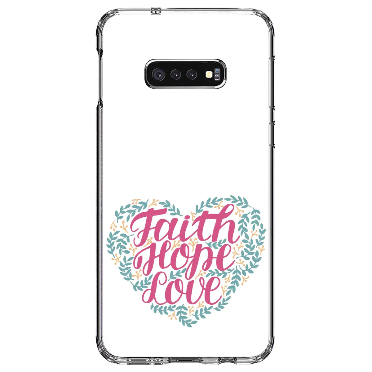 (5.8" Love Case Tempered Faith TPU Protector DistinctInk / Clear - Acrylic / S10e Glass Hybrid Hope Shockproof for Screen Bumper, Galaxy - - Screen) Floral Back,