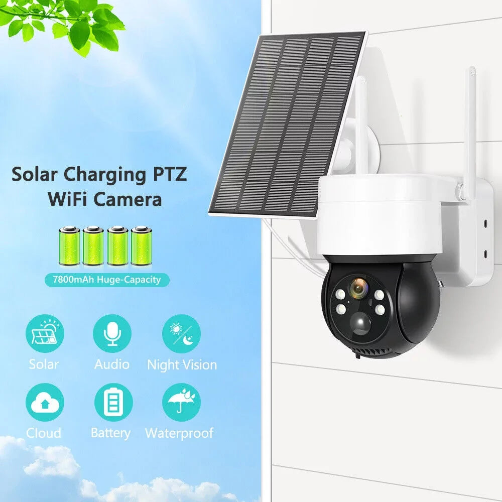 Vision, Siren, Detection, Wireless Way 2 exterior, Camera, Powered 15000mAh Solar Cameras with Solar 2K PTZ PIR Battery, Night Motion Security Audio, Cameras 360 & Color Security Beisu WiFi Spotlight