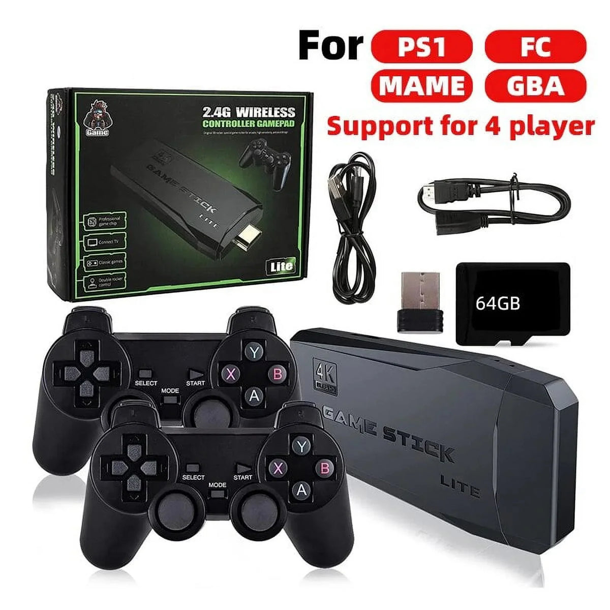 Video TV Family For Classic Controller Retro PS1/GBA/MD 2.4G Game Microea Wireless 4K Gamepads Double Consoles 64G 20000 Gaming Games