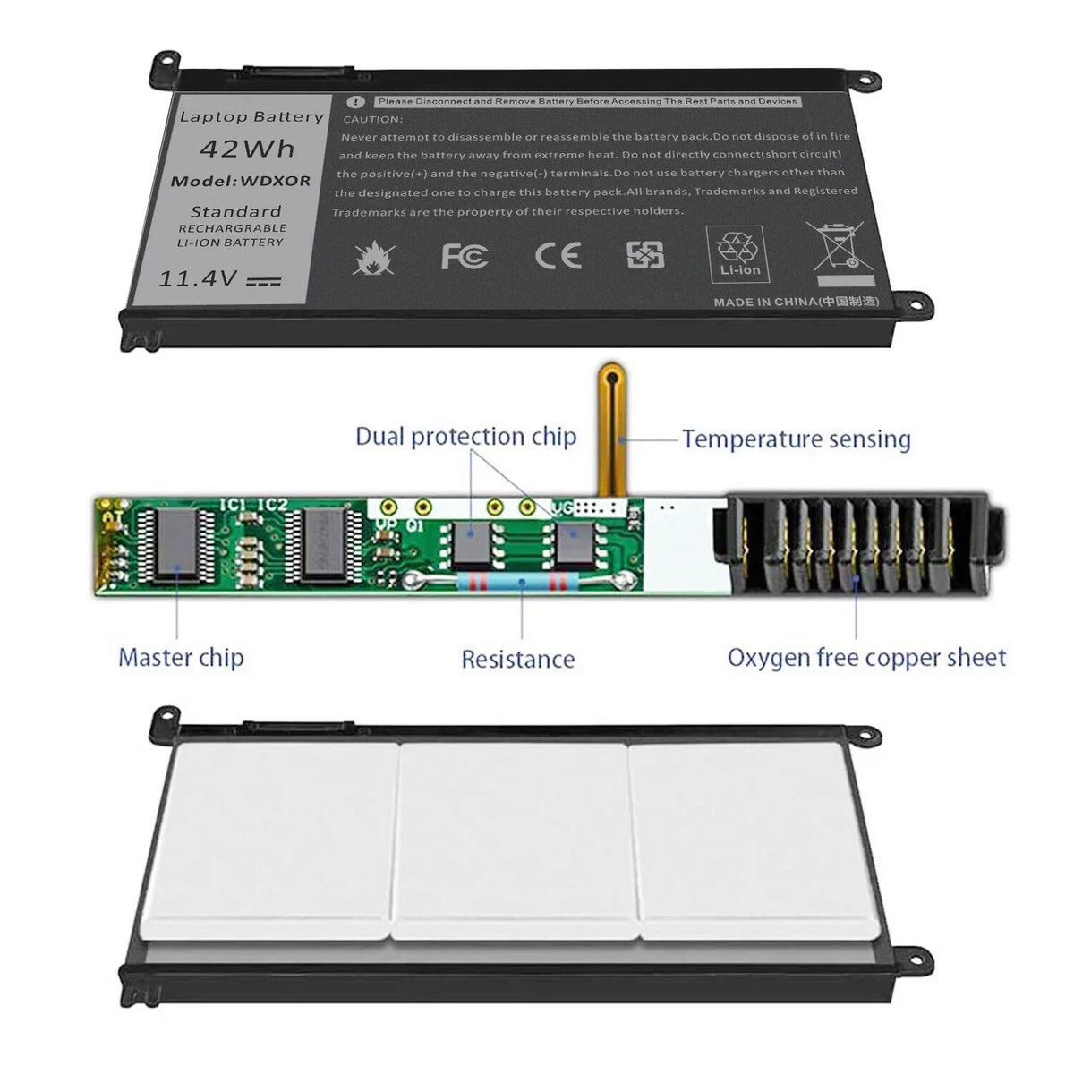 14-7460 WDX0R For WDXOR Inspiron Battery T2JX4 P58F 15-5567 5568 42Wh
