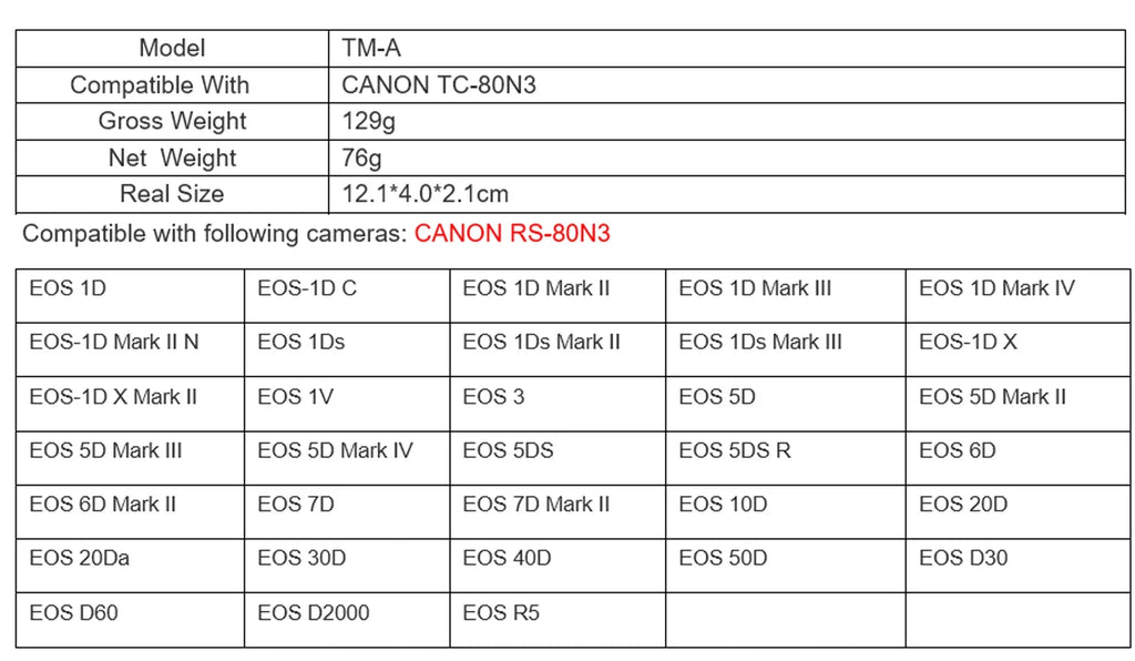Mark II 1D II Mark X Mark 5DS II Intervalometer 1D 5DS II for IV R5 1D X 6D III III C TM-A 1D IV 50D JJC 1Ds 1D 7D Mark Mark Remote 7D Canon EOS EOS Mark R Timer III 6D II II N Shutter Cord 5D II