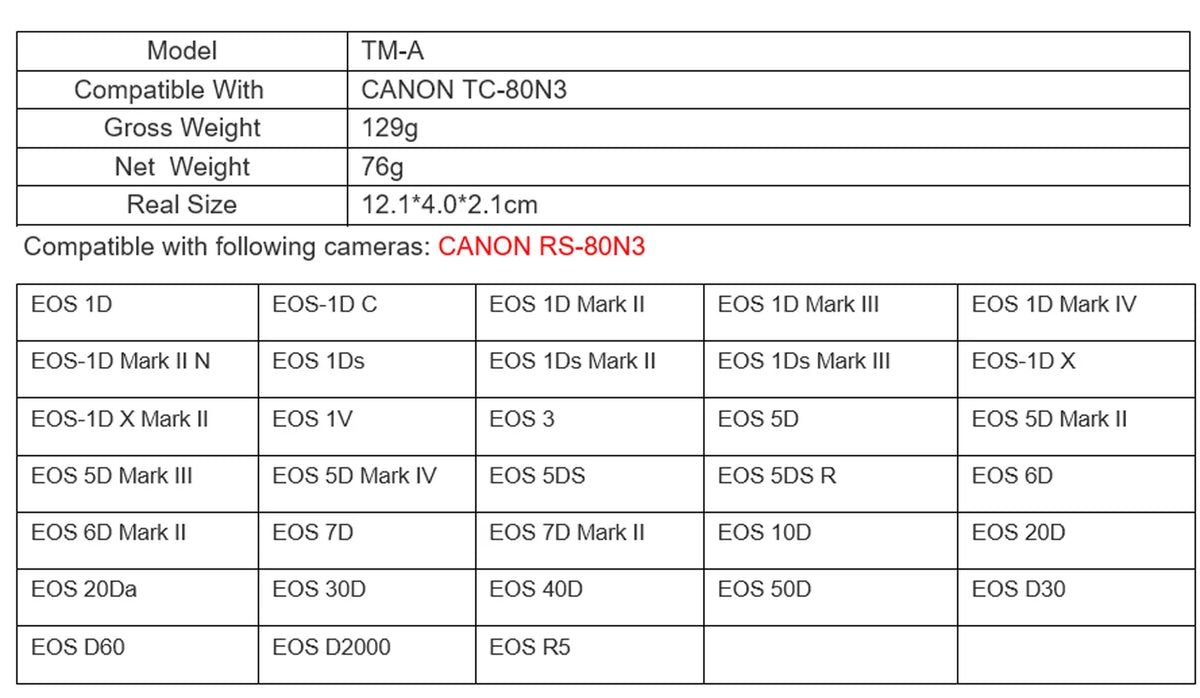 Mark II 1D II Mark X Mark 5DS II Intervalometer 1D 5DS II for IV R5 1D X 6D III III C TM-A 1D IV 50D JJC 1Ds 1D 7D Mark Mark Remote 7D Canon EOS EOS Mark R Timer III 6D II II N Shutter Cord 5D II