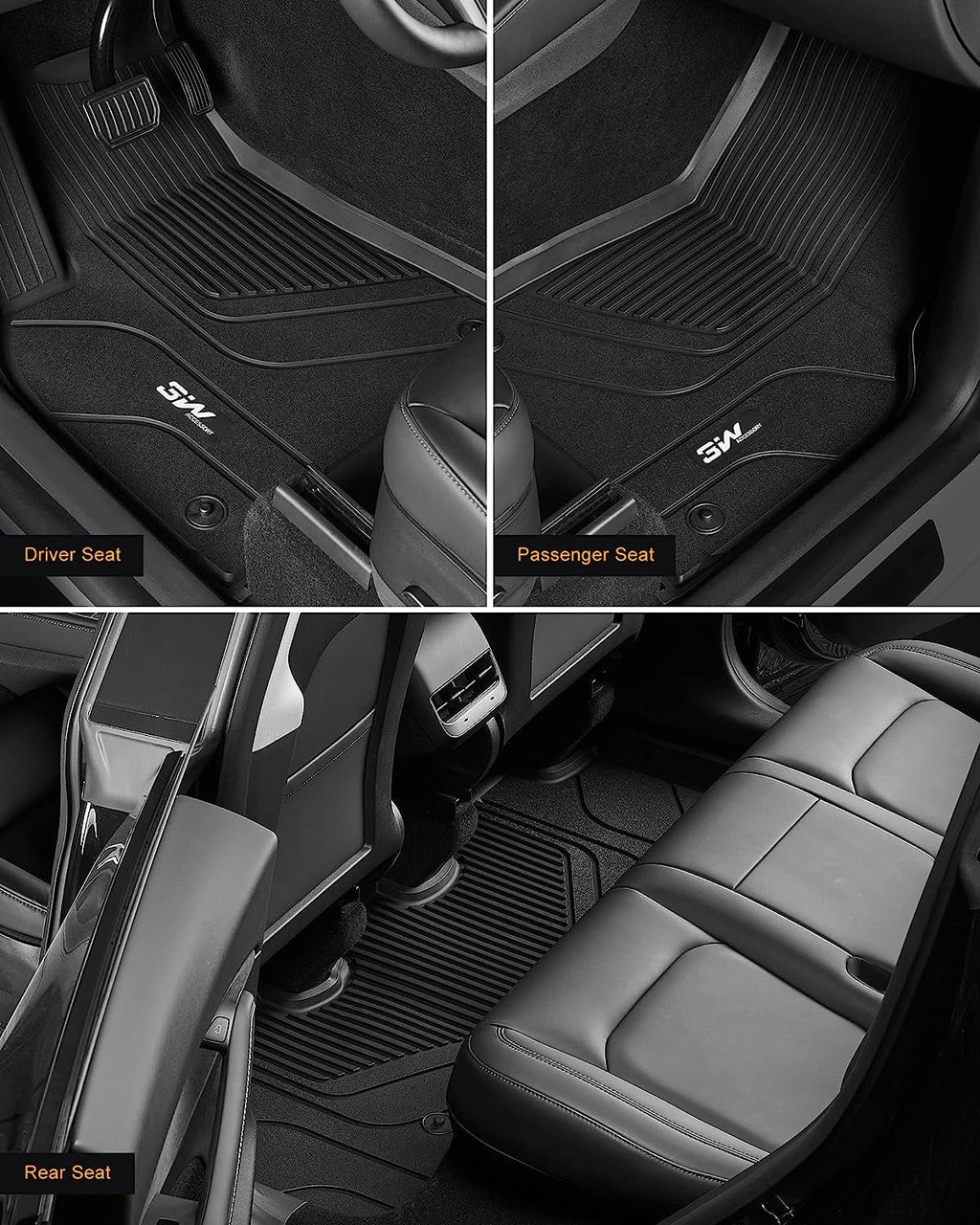 Tesla Floor climate Liner 2020-2023 Floor Fit for Tesla Mats Y & TPE Mats Cargo Y Trunk Liner 1st&2nd Car All Black and Row Model Custom for 3W