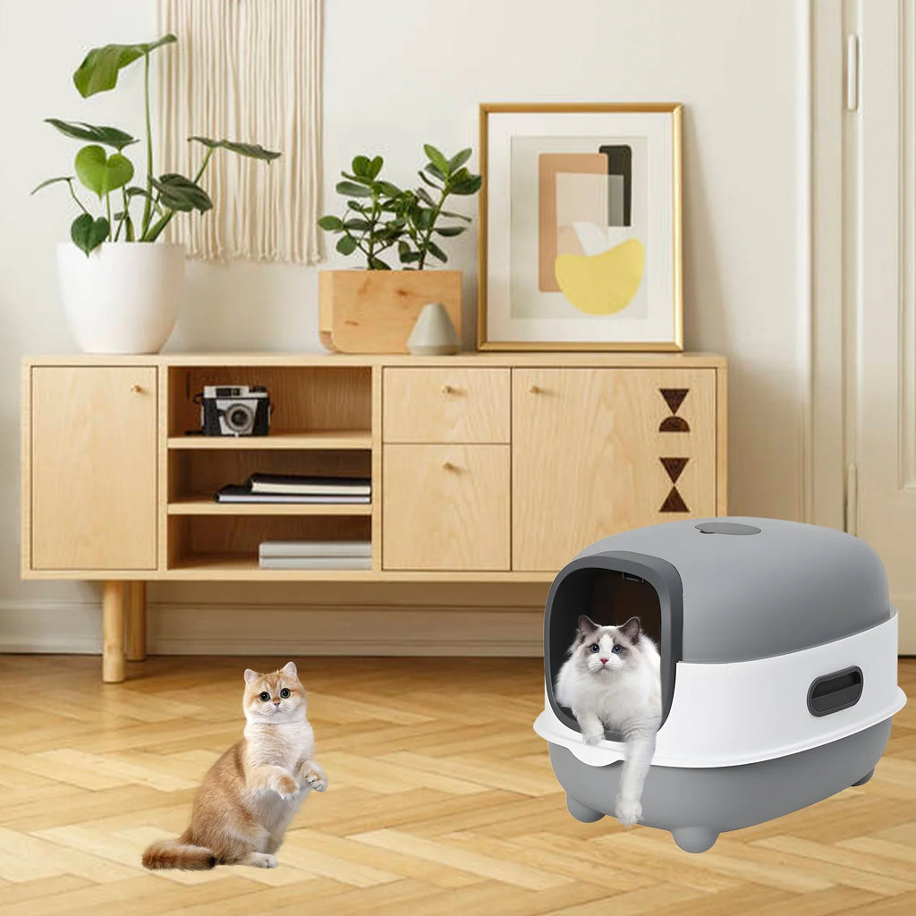Box,Pets Litter Large Smelly Boxes,Odor Cat Litter Control,Jumbo Hooded,Gray,Door Isolate Enclosed Cat EOIVSH