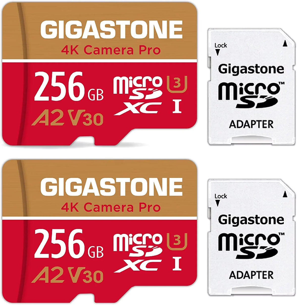 Dash Gigastone Switch, with 4K Micro (2x256GB) Recording, Pro, to A1 Camera 10, Cameras, SD compatible Nintendo Cam, V30 R/W Card, MB/s, SDXC Micro up UHS-I Pack 100/50 4K 256GB Class GoPro 2 Video