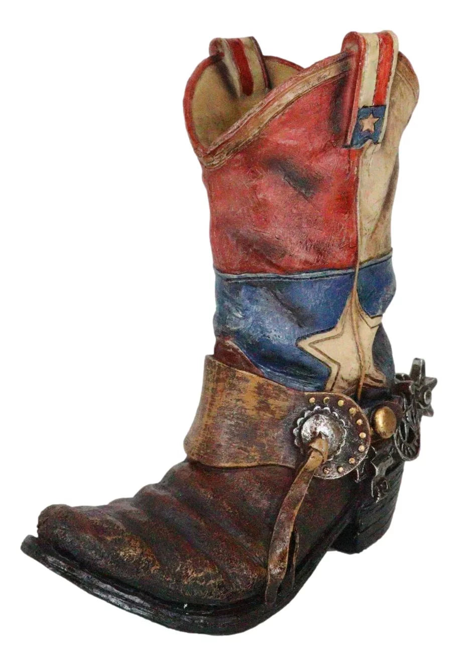 Vase Cowboy Boot Patriot Texas Floral Planter Spur Rustic Flag Star Western With
