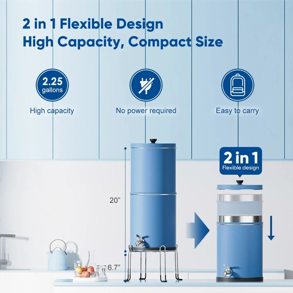 Huiop liquid Steel WaterWater Stainless Filter,2.25 Filter Spirastell Filter Steel Countertop