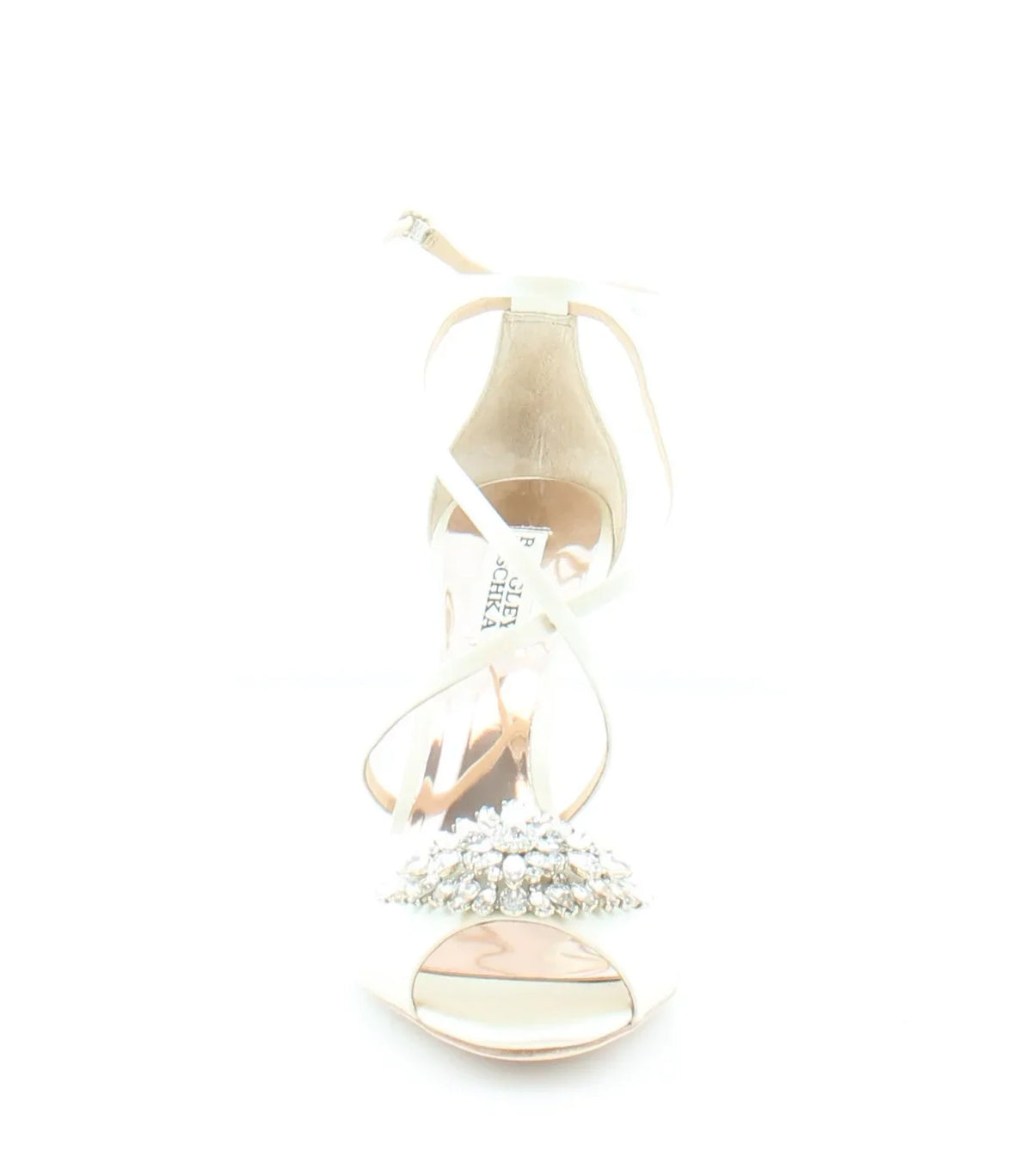 Heeled MISCHKA Toe Cushioned Buckle Ankle outfit Footbed Sandal Stiletto Gladiator BADGLEY Open Dustbag Womens Satin Ivory Strap 8 Tatum Beige Embellished
