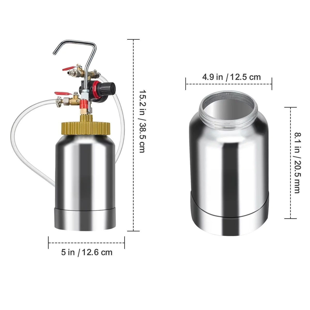 Painting, BENTISM Spray Max Pressure Tank, Decoration Air 1.8mm 3m 2L/0.5gal Paint Paint for Automotive Paint Gun Home Hoses Architecture Construction Pot, Pressure Pot Nozzle Spray Lightweight 45PSI